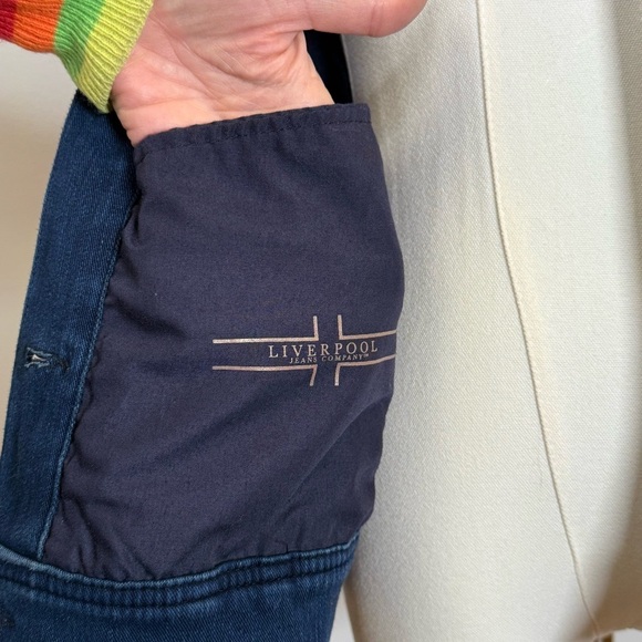 Liverpool Los Angeles Dark Americana Denim Jean Jacket Women’s Size Medium - Picture 9 of 12